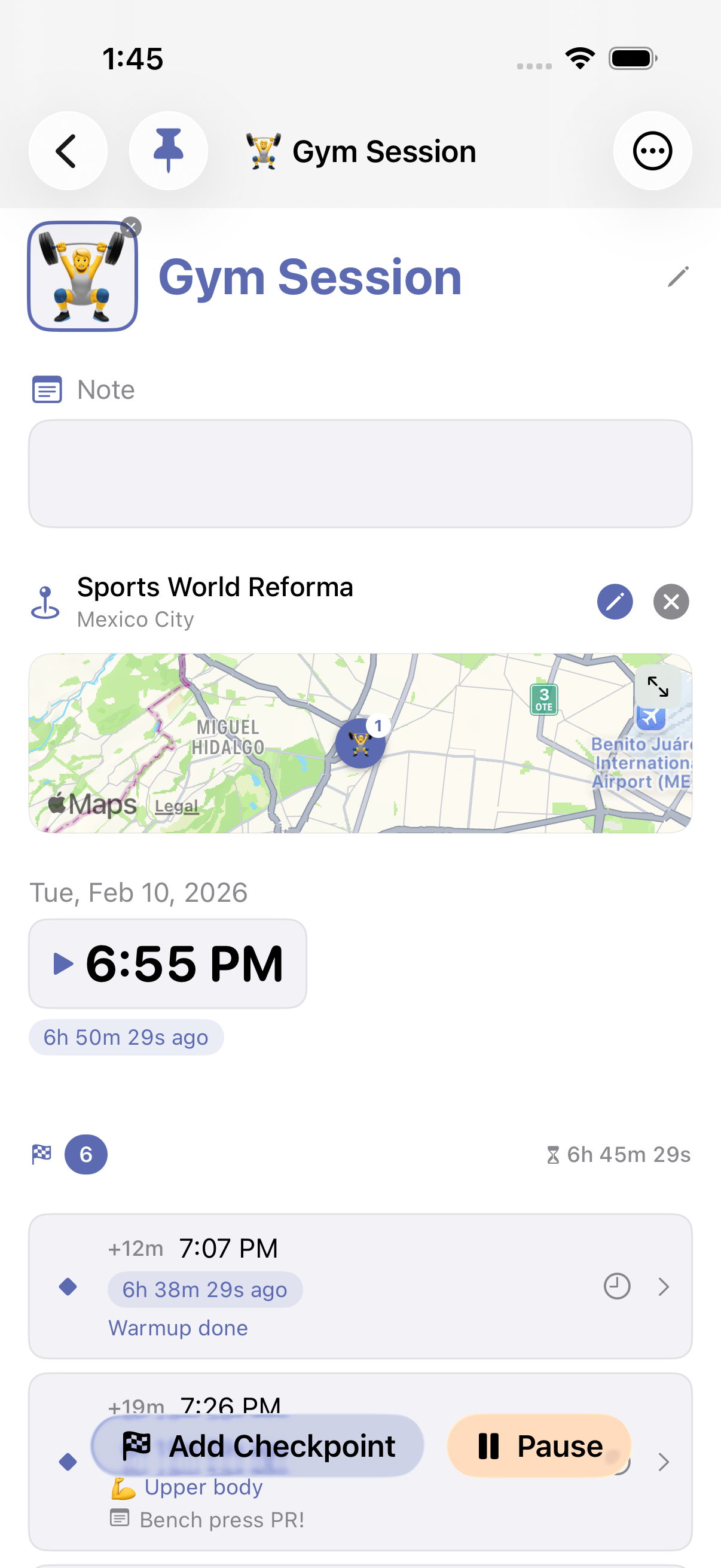 Memo detail view showing pin button in toolbar
